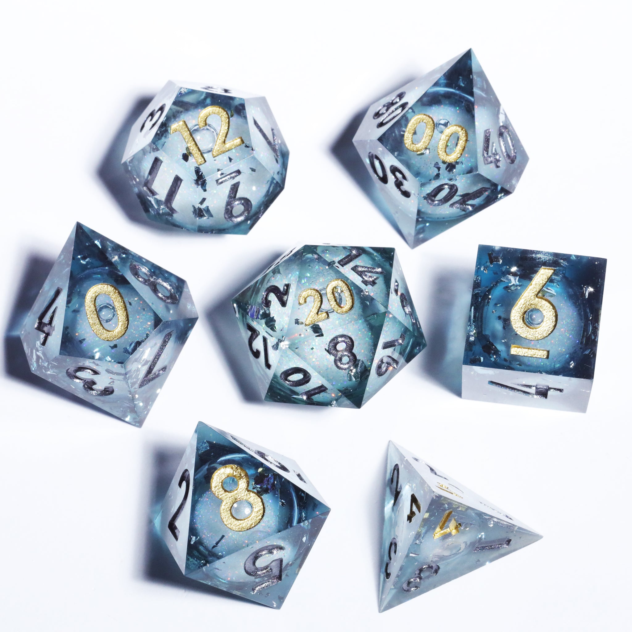 Nocturnal Sharp Edge Polyhedral Dice Set