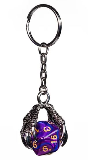Silver Purple Die Keychain