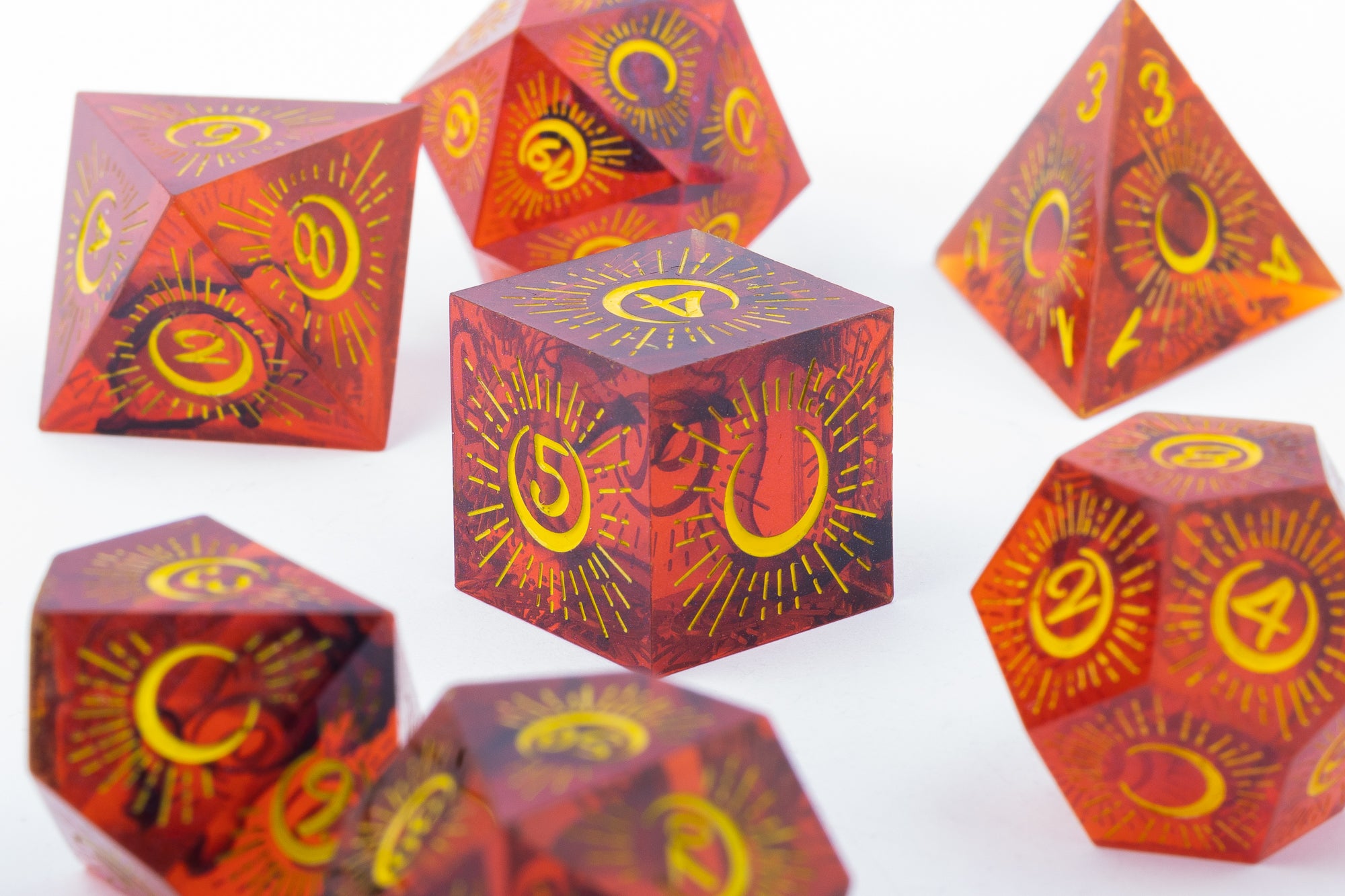 Rising Moon Red Polyhedral Dice Set