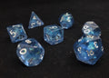 Glacial Ice Polyhedral Dice Set - Translucent Blue Grey with Iridescent Foil Core