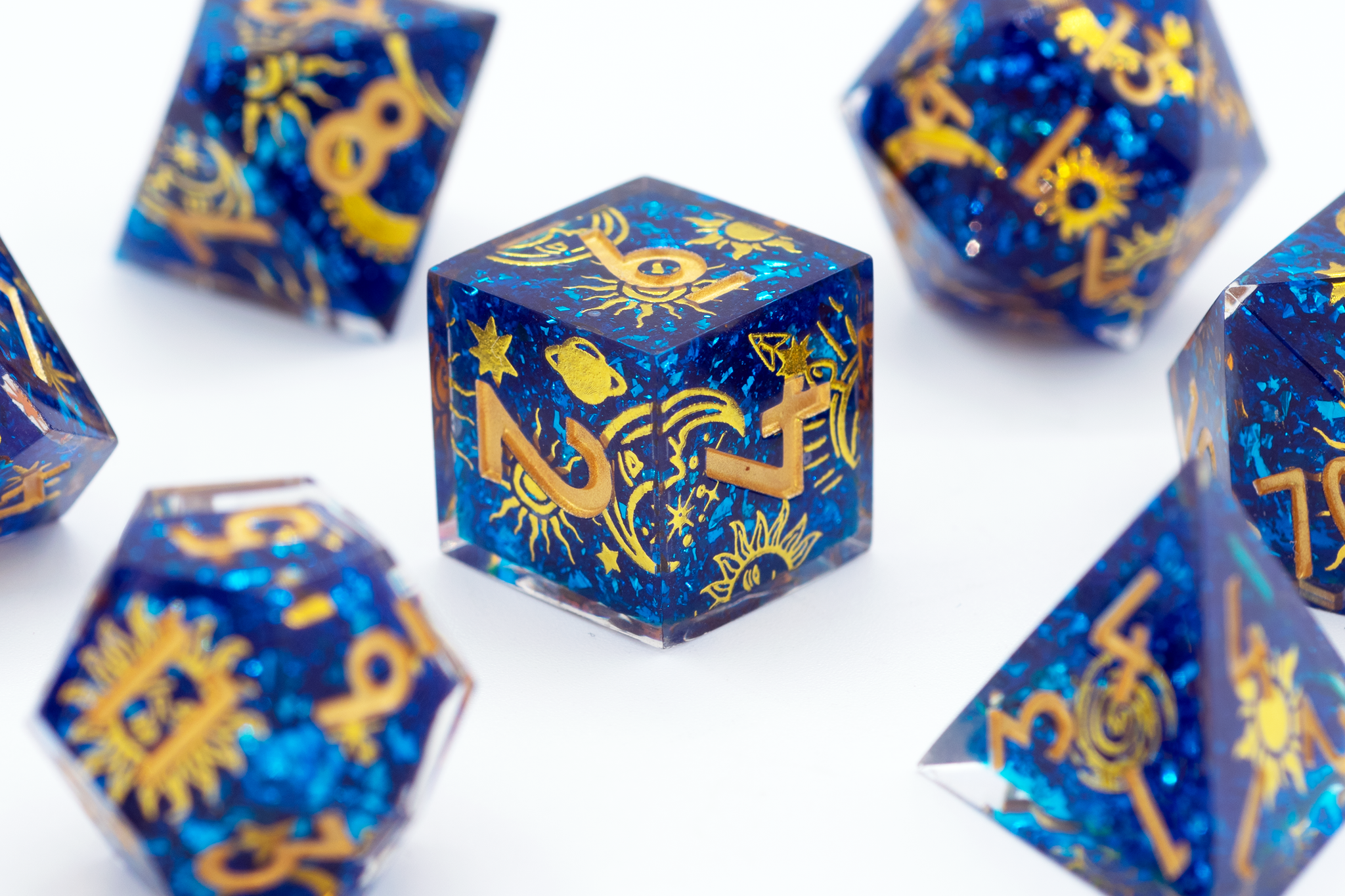 Celestial Sharp Edge Polyhedral Dice Set