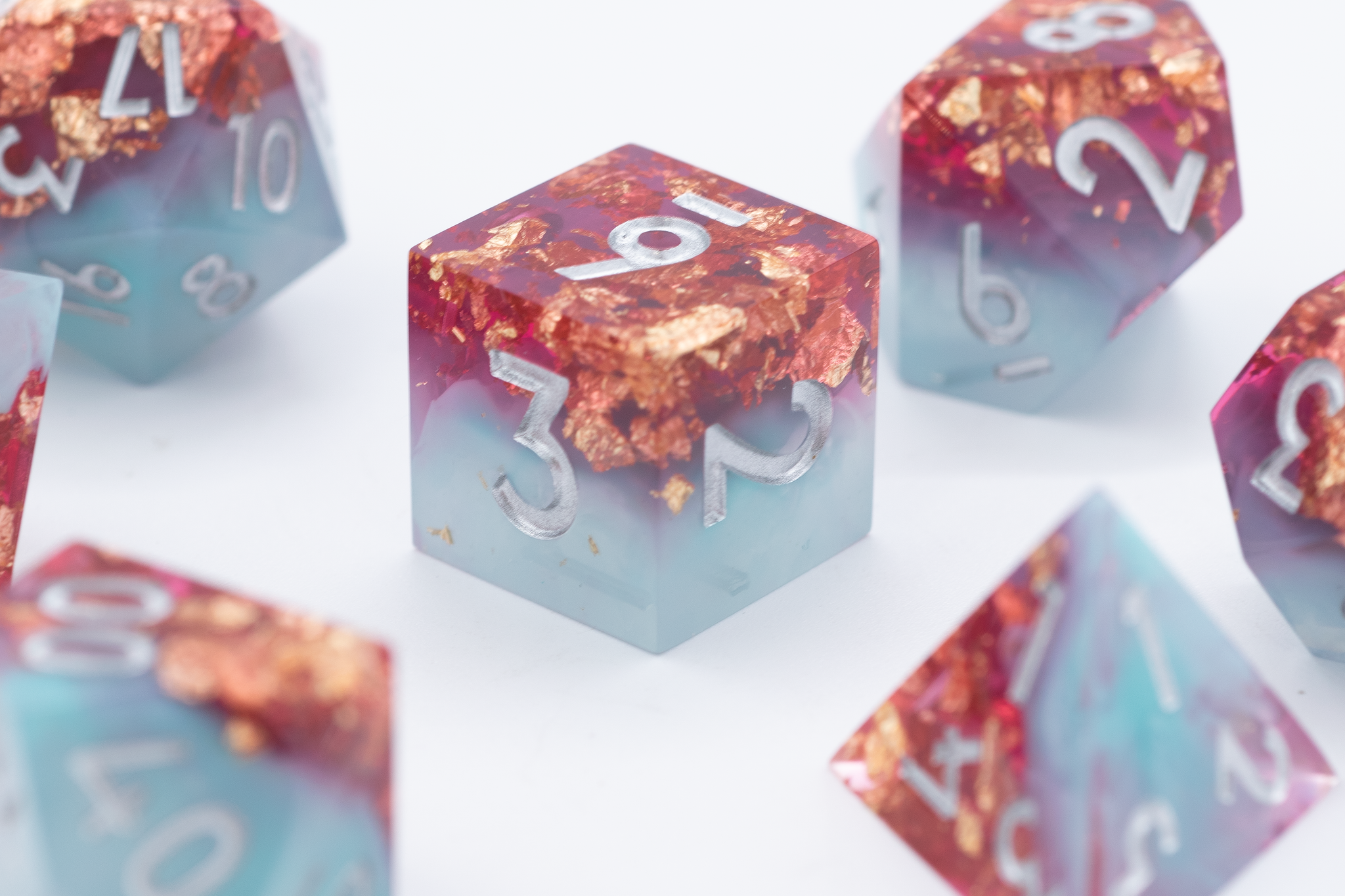 Frozen in Time Sharp Edge Polyhedral Dice Set