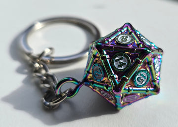 RWA ADVENT 2025 - Rainbow Chrome Metal D20 Die Keychain
