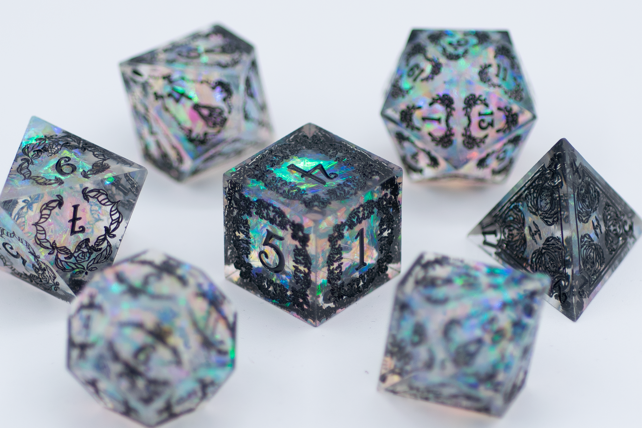 Ethereal Skullscape Sharp Edge Polyhedral Dice Set