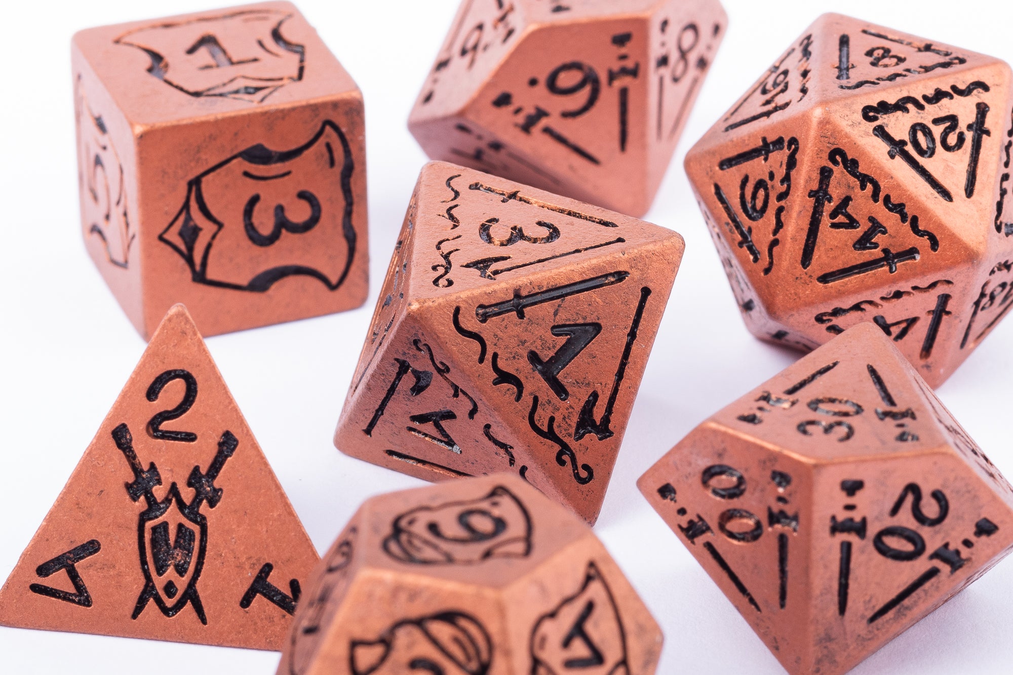 Fighter Ancient Copper Polyhedral Dice Set