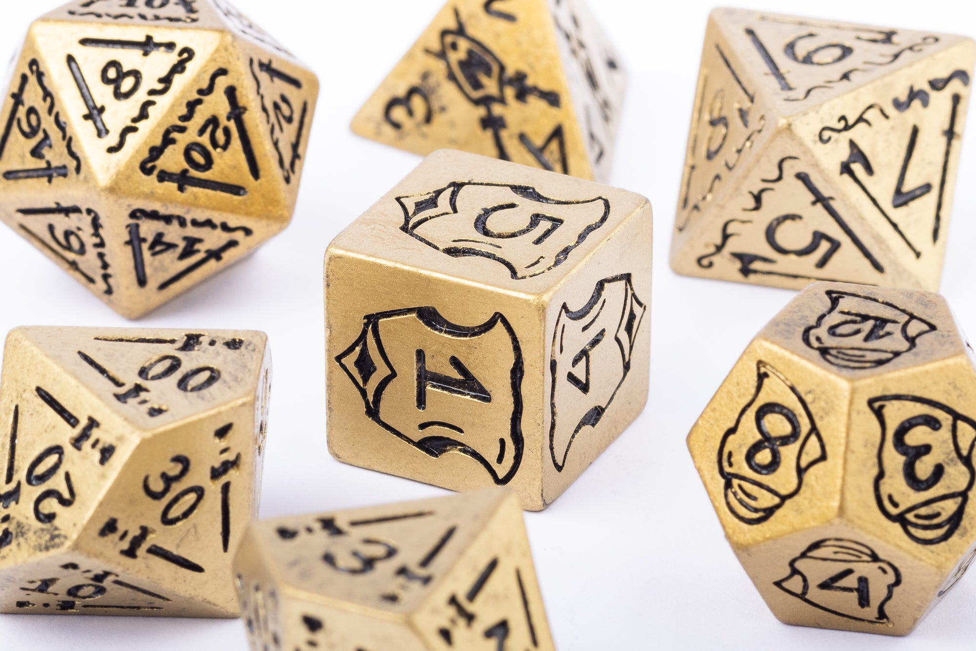 Fighter Ancient Gold Polyhedral Dice Set
