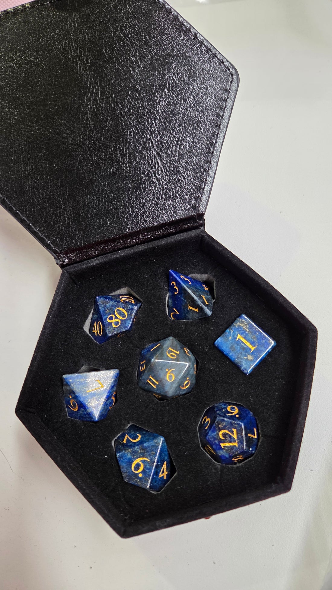 Lapis Lazuli Gemstone Dnd Dice Set - Roll With Advantage