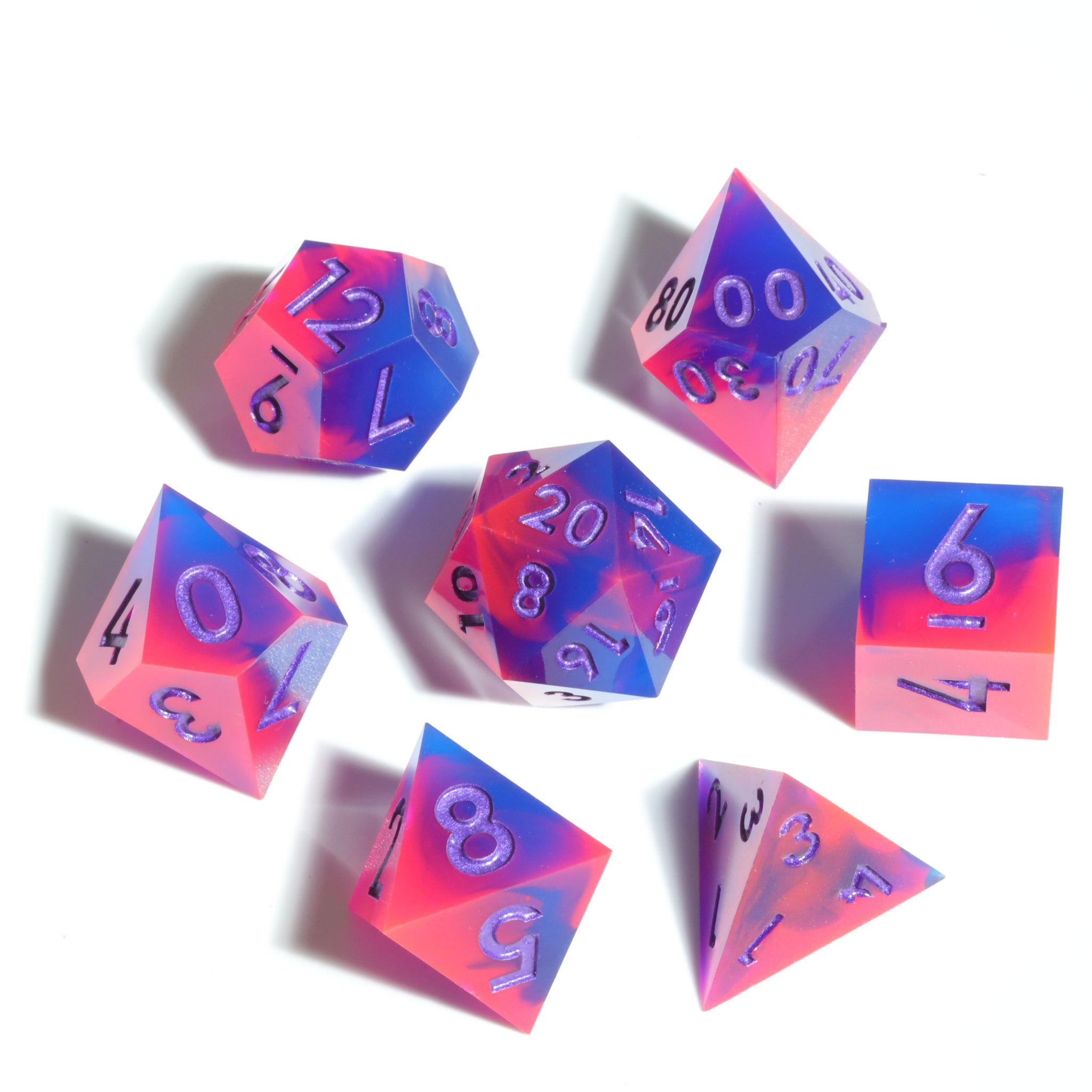 Ultraviolet Sharp Edge Polyhedral Dice Set