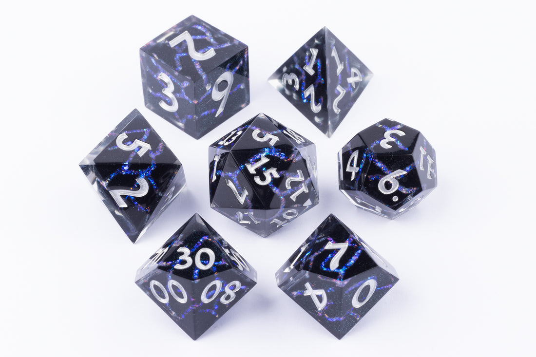 Unstable Currents Sharp Edge Polyhedral Dice Set