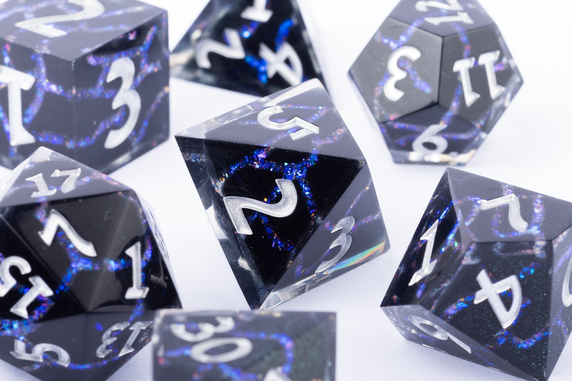 Unstable Currents Sharp Edge Polyhedral Dice Set