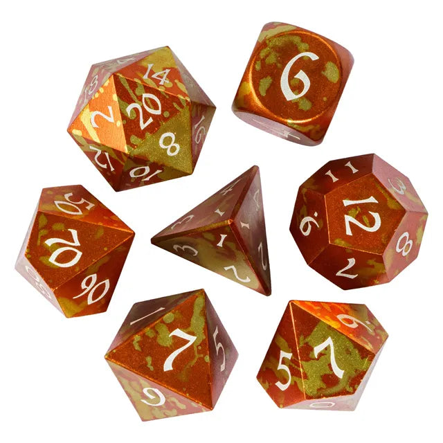 Anodised Amber Polyhedral Dice Set