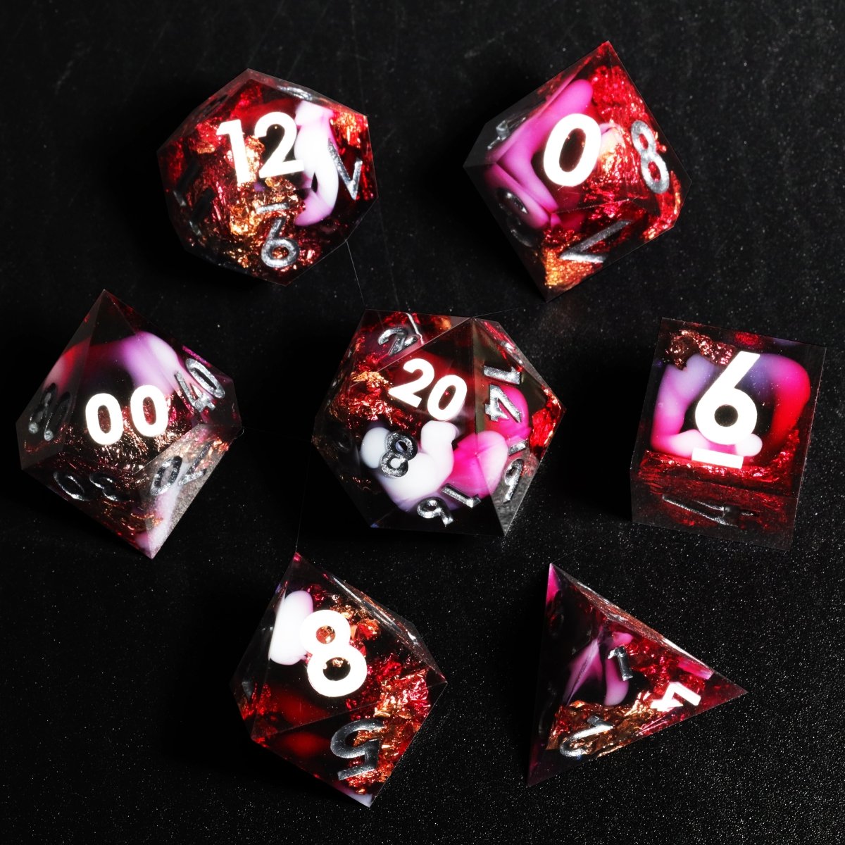 Blood Rose Sharp Edge Dnd Dice Set - Roll With Advantage