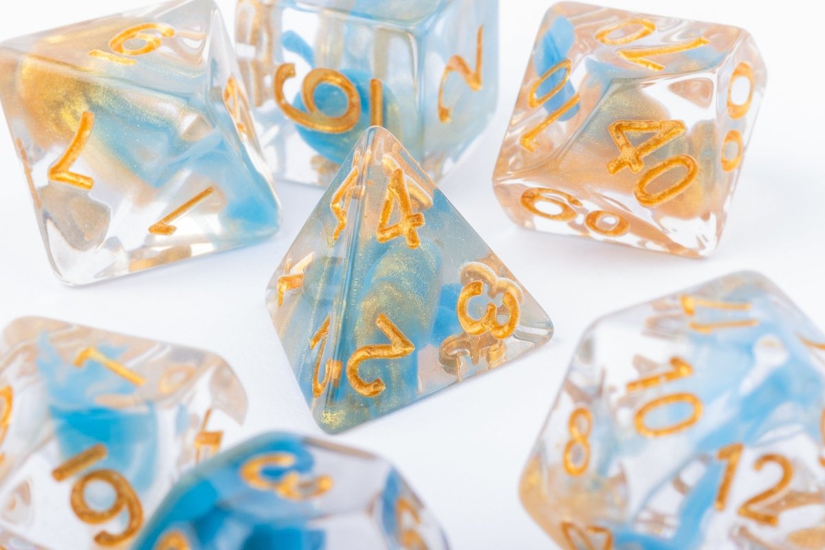 Cerulean Shimmer Dnd Dice Set - Roll With Advantage