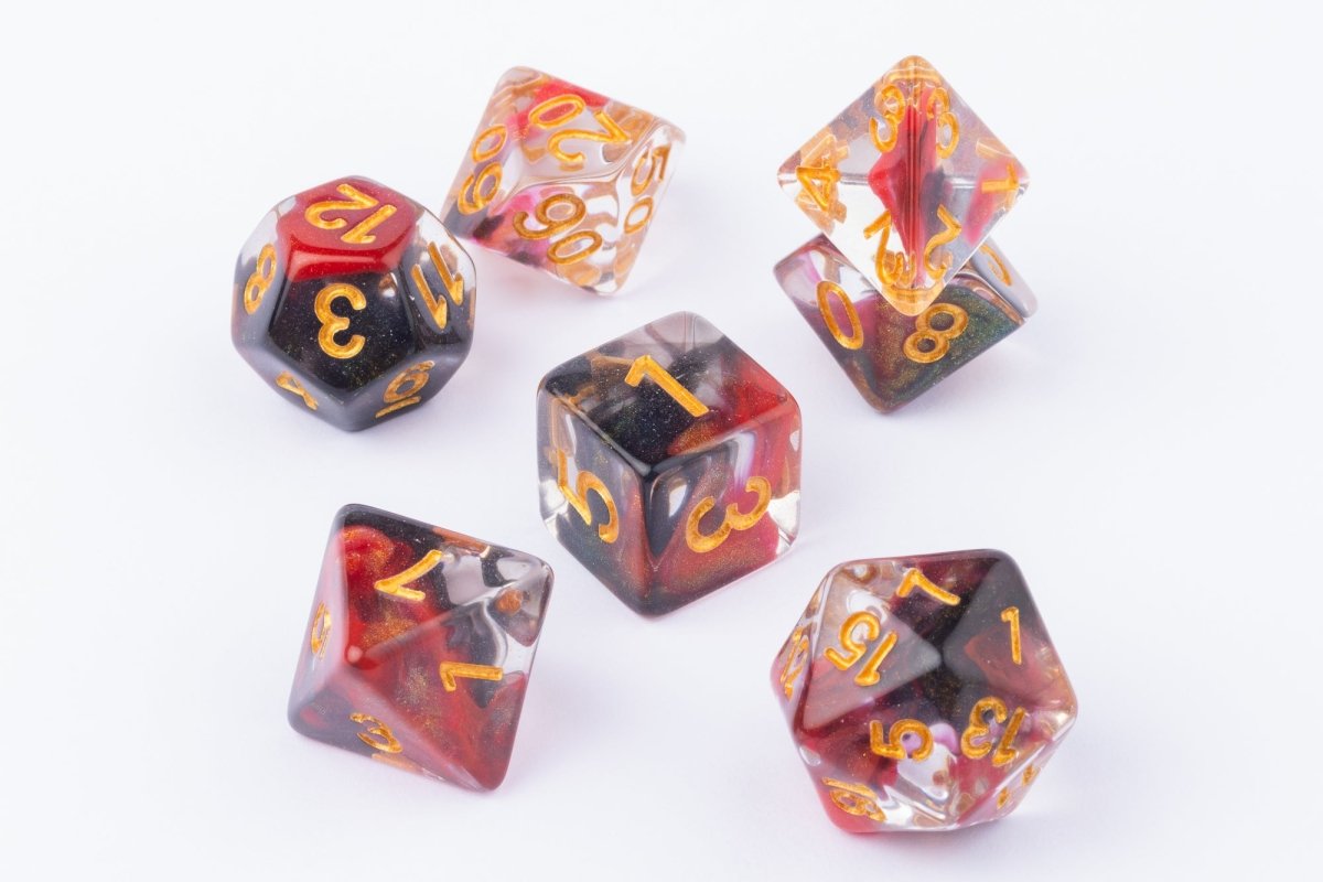 Crimson Ash Dnd Dice Set - Roll With Advantage