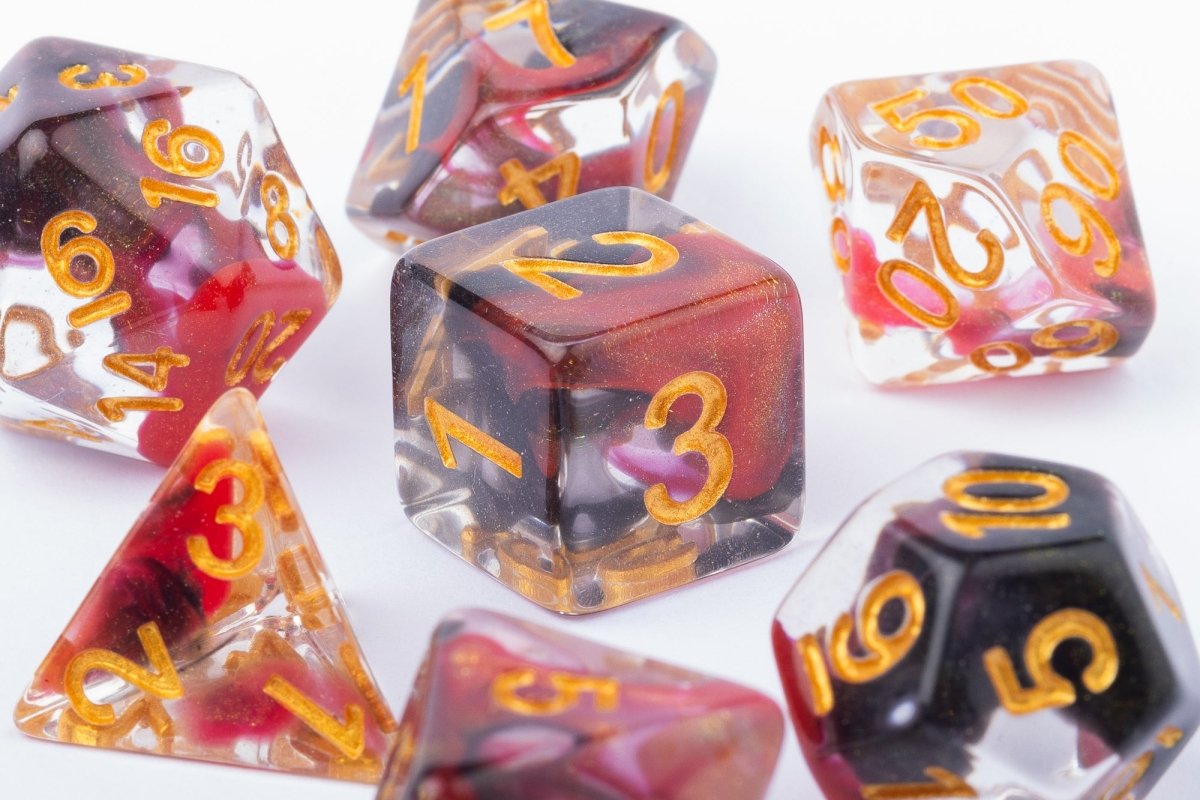 Crimson Ash Dnd Dice Set - Roll With Advantage