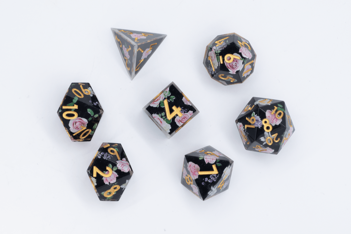 Damask Rose Sharp Edge Dnd Dice Set - Roll With Advantage