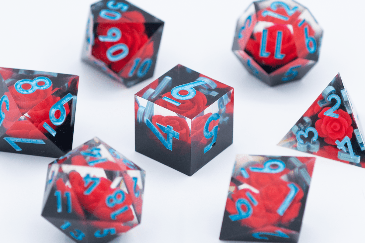 Demon Rose Sharp Edge Dnd Dice Set - Roll With Advantage