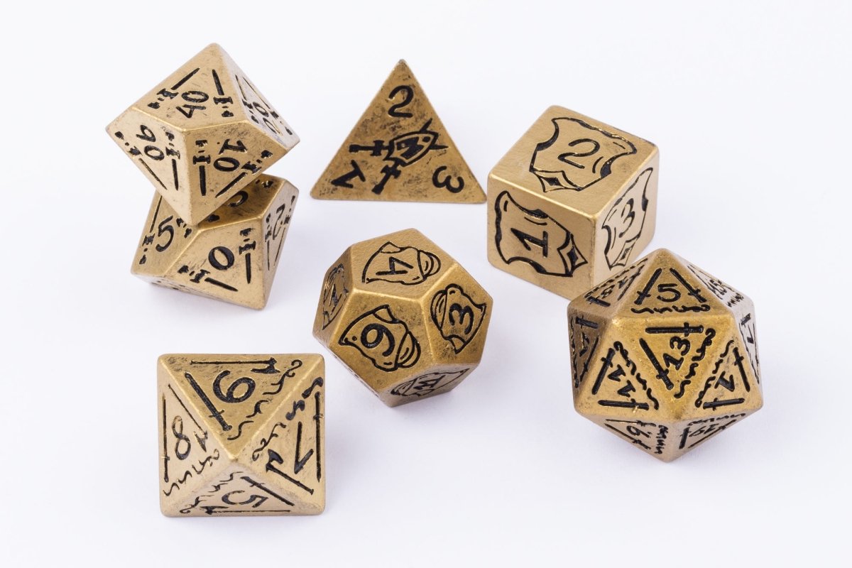 Fighter Ancient Gold Dnd Dice Set - Roll With Advantage