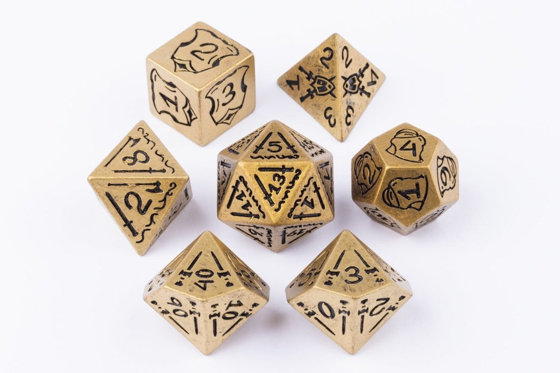 Fighter Ancient Gold Dnd Dice Set - Roll With Advantage