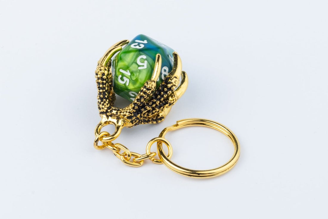 Gold Green Die Keychain - Roll With Advantage