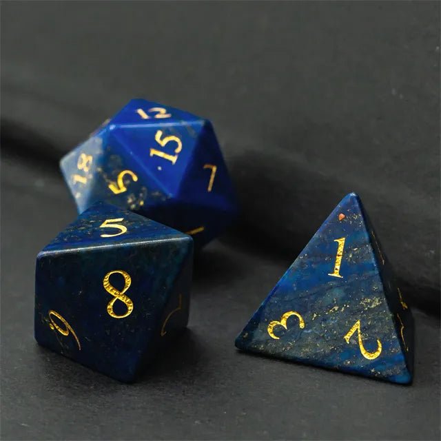 Lapis Lazuli Gemstone Dnd Dice Set - Roll With Advantage