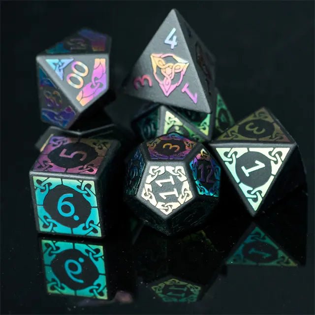 Obsidian Rainbow Gemstone Dnd Dice Set - Roll With Advantage