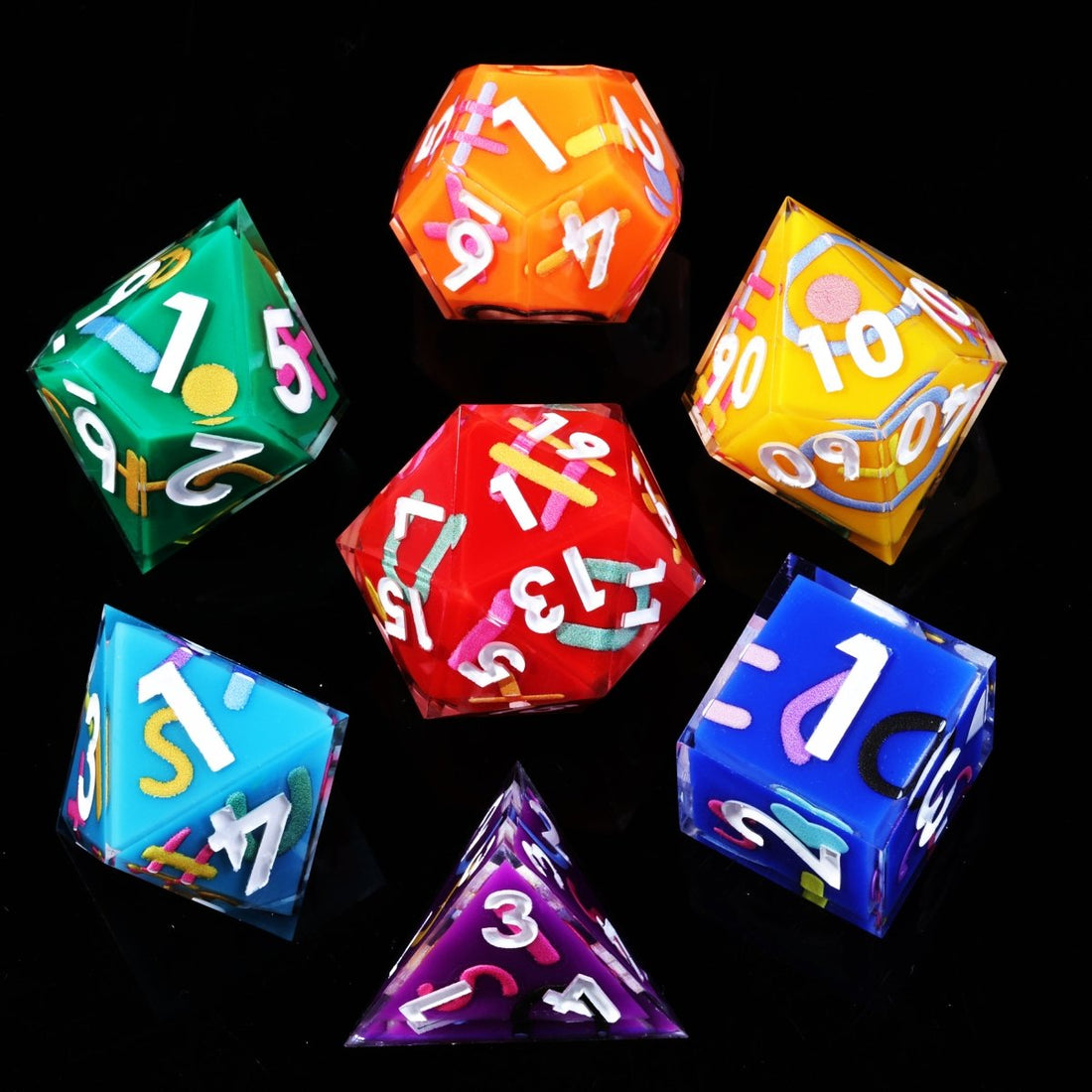 Over the Rainbow Sharp Edge Dnd Dice Set - Roll With Advantage