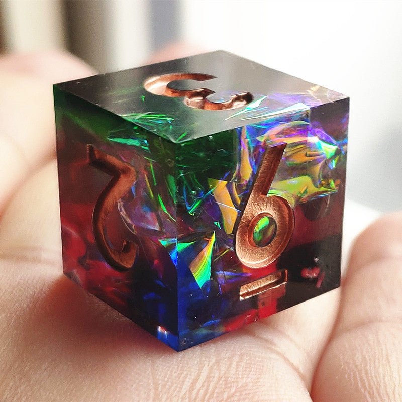 Rainbow Aurora Sharp Edge Dnd Dice Set - Roll With Advantage