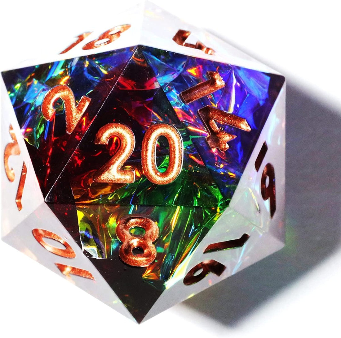 Rainbow Aurora Sharp Edge Dnd Dice Set - Roll With Advantage