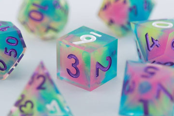 Rainbow Jelly Sharp Edge Dnd Dice Set - Roll With Advantage