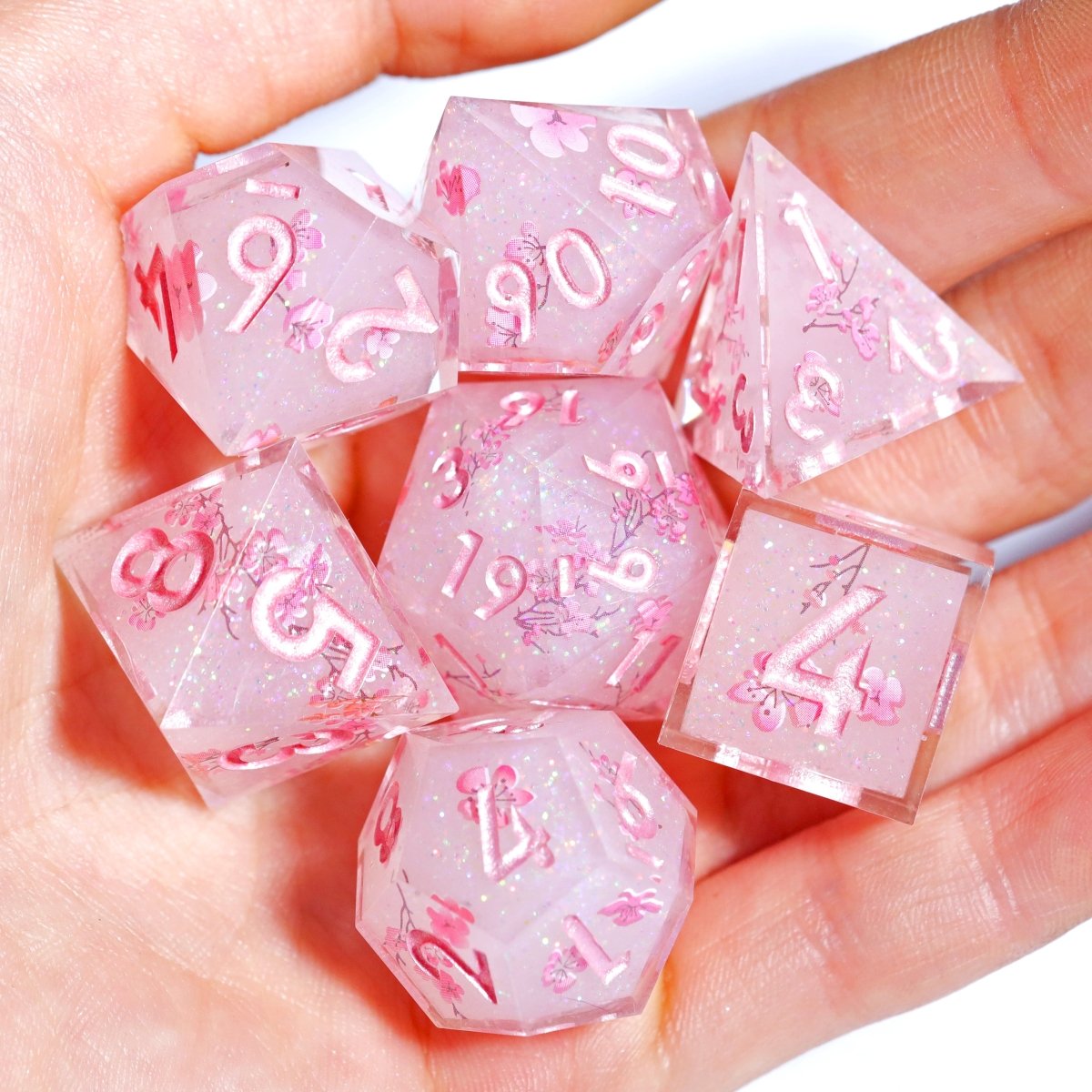 Sakura Bloom Sharp Edge Dnd Dice Set - Roll With Advantage