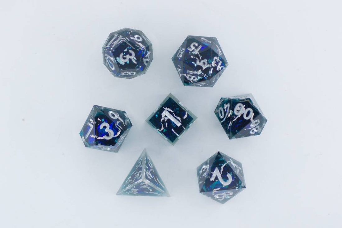Thunderbolt Sharp Edge Blue Lightning Dice - Roll With Advantage