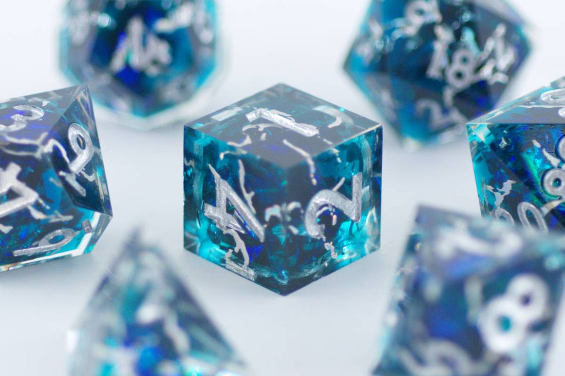 Thunderbolt Sharp Edge Blue Lightning Dice - Roll With Advantage