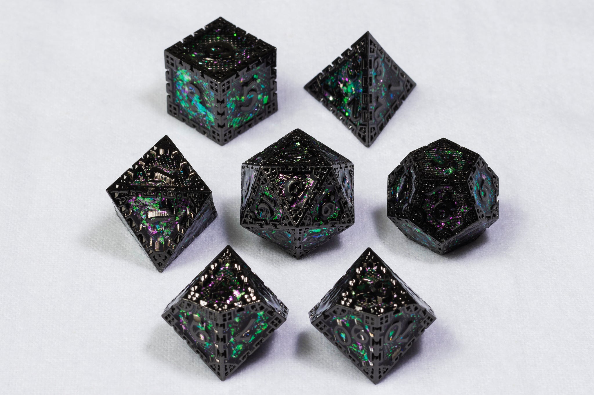 Courting Intrigue Metal Polyhedral Dice Set