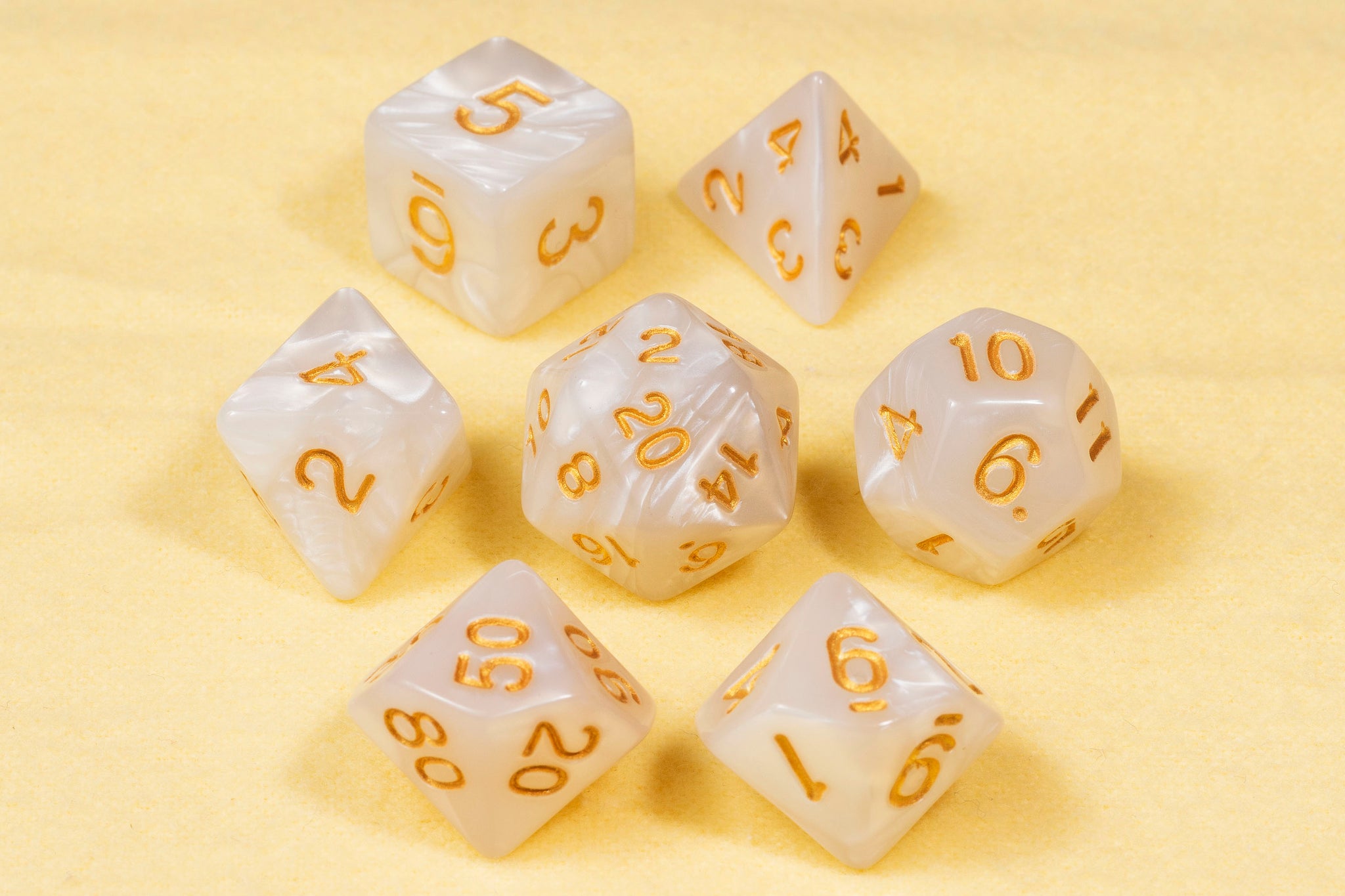 Evelyn's Holy Light Polyhedral Dice Set