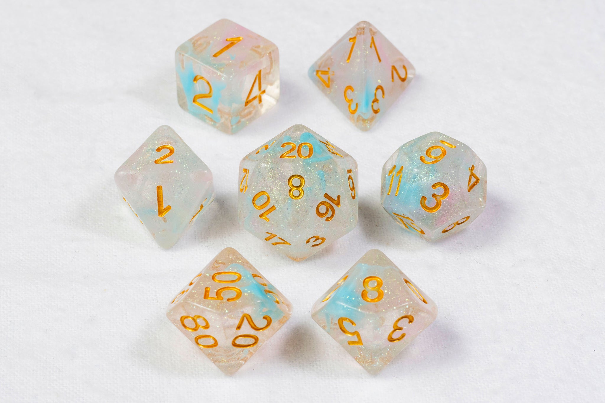 Forget Me Not Polyhedral Dice Set