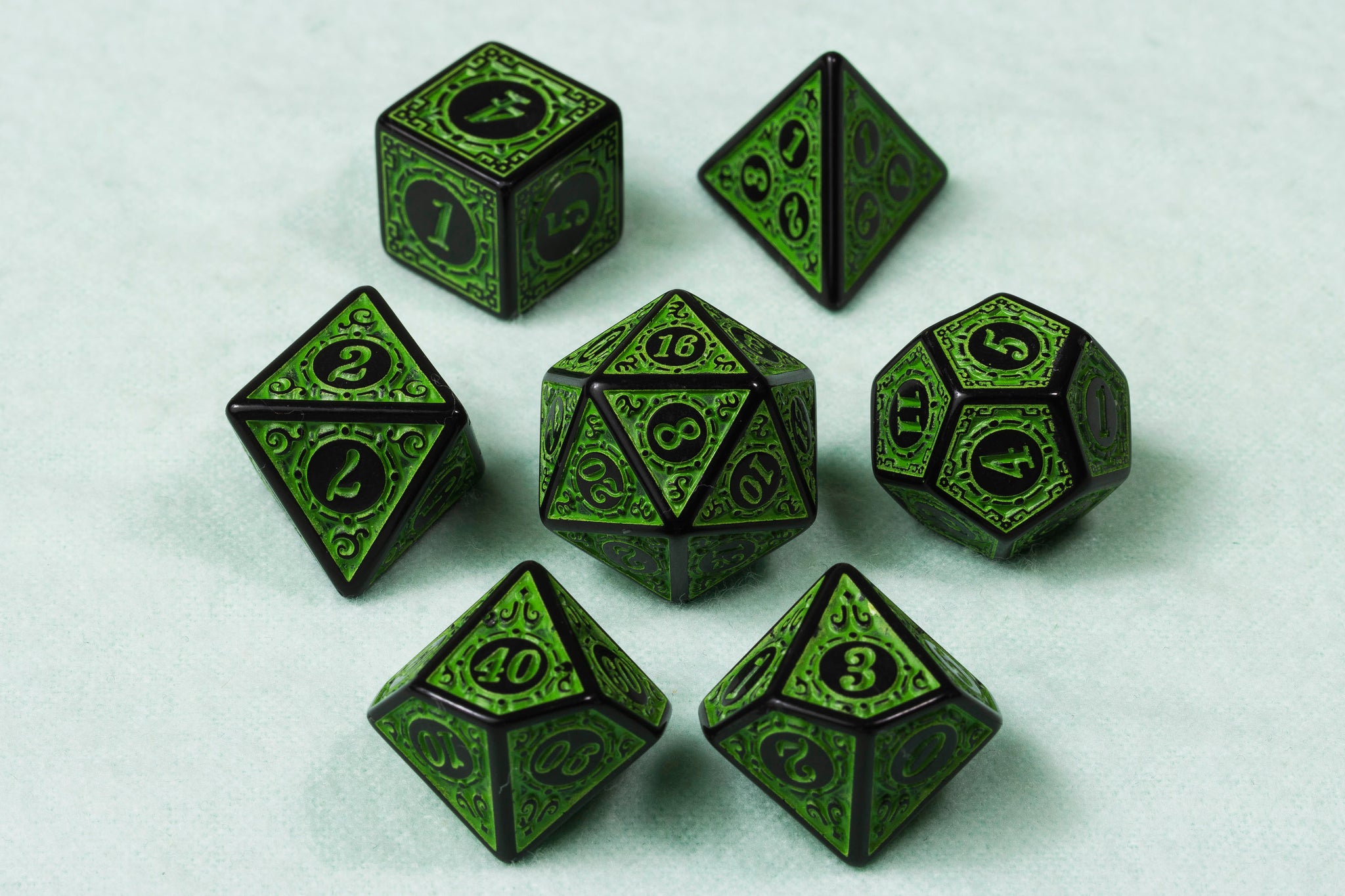 Magic Burst Green Polyhedral Dice Set