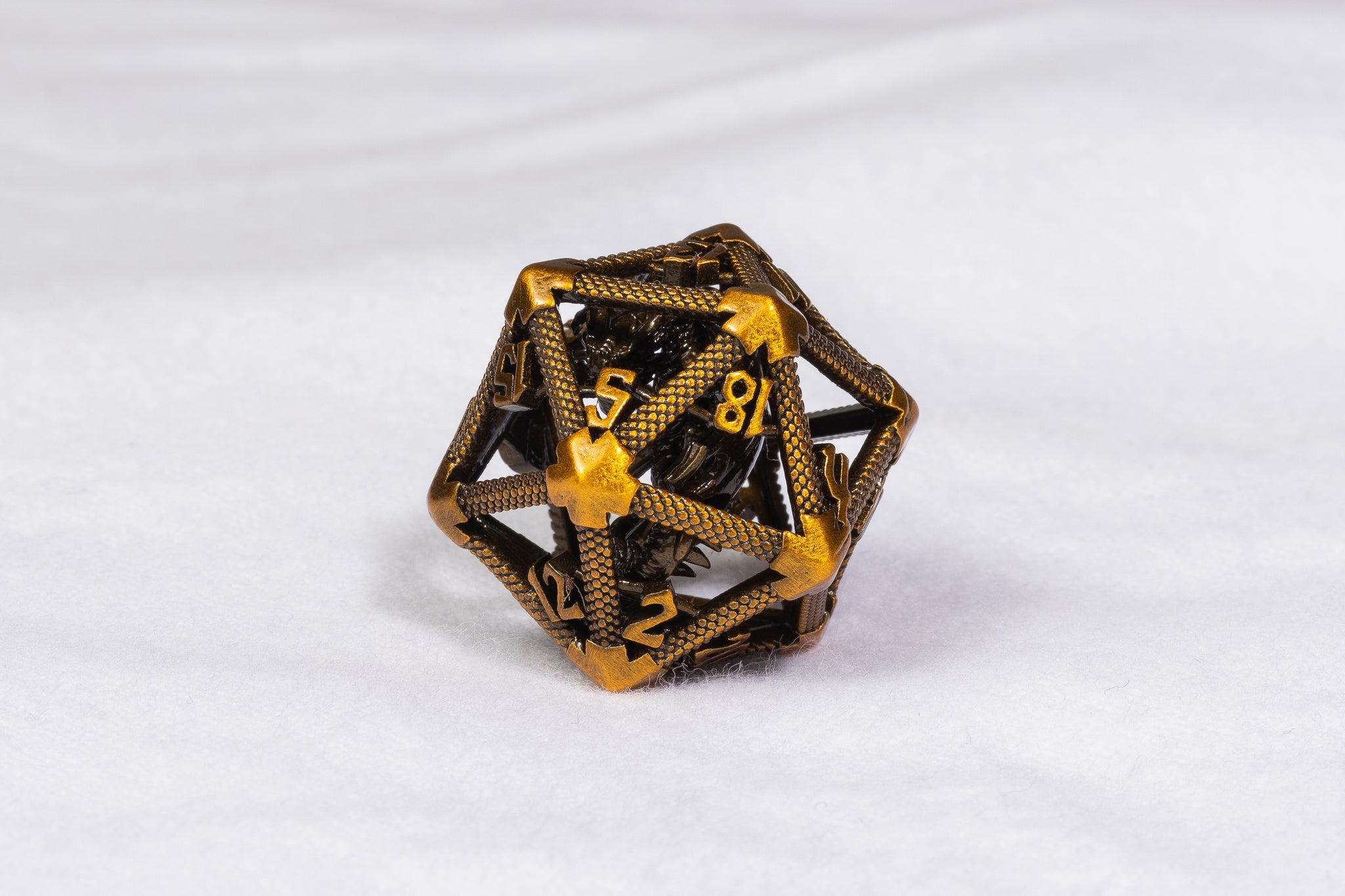 Yellow Gold Caged Dragon D20