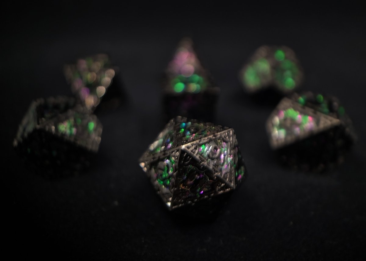 Courting Intrigue Dnd Metal Dice Set - Roll With Advantage