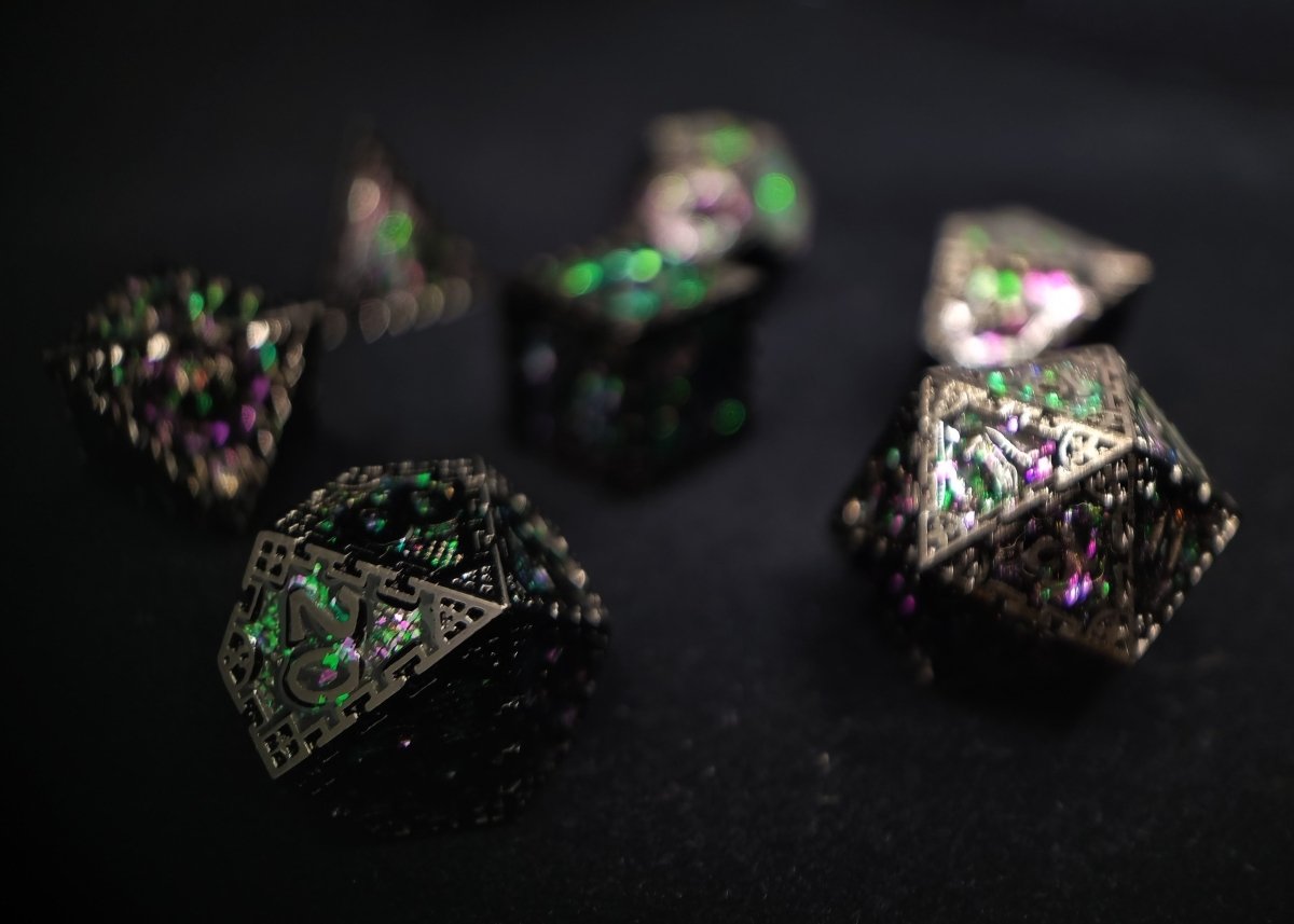 Courting Intrigue Dnd Metal Dice Set - Roll With Advantage