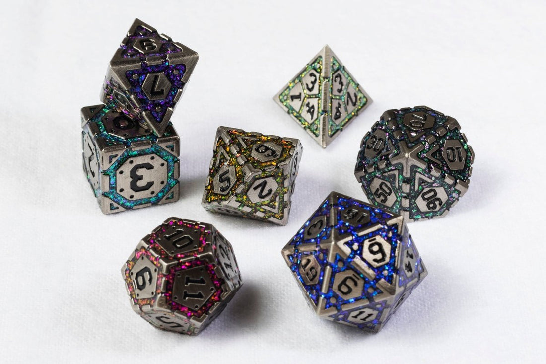 Cybernetic Enhancements Dnd Metal Dice Set - Roll With Advantage