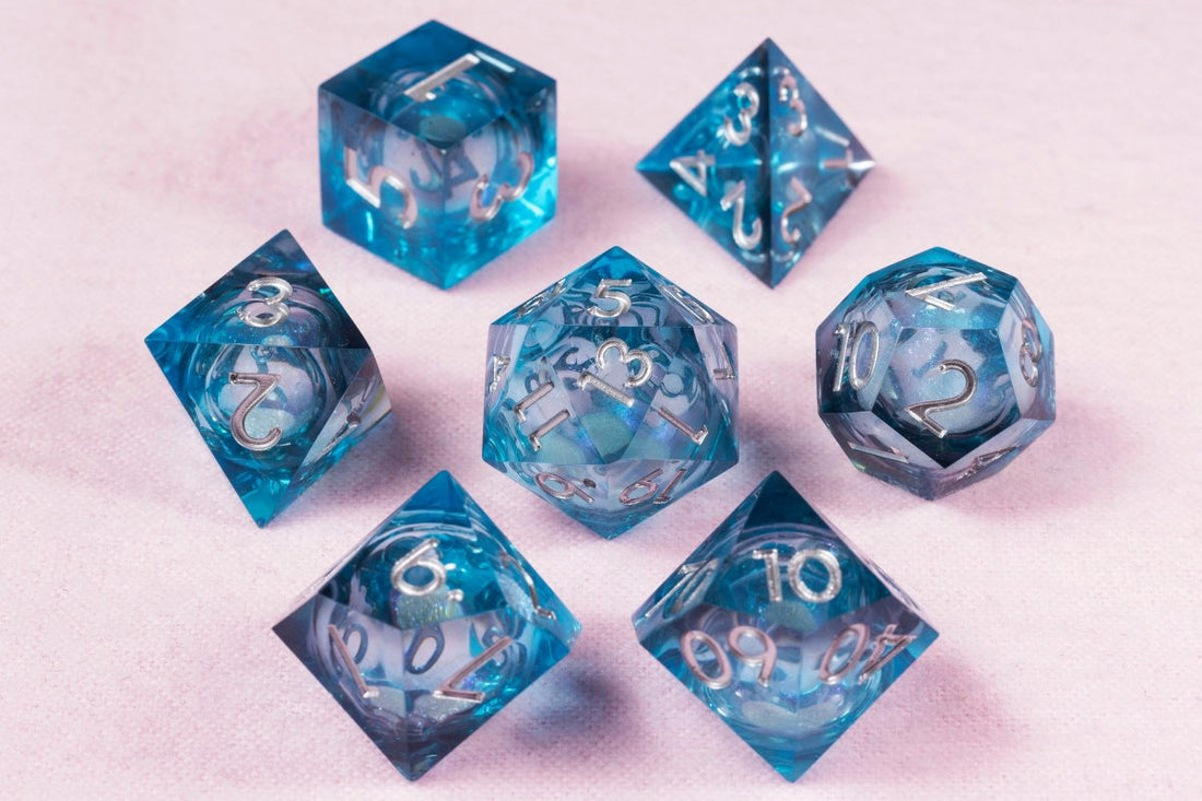 Deep Blue Sea Sharp Edge Dnd Dice Set - Roll With Advantage
