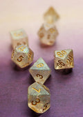 Stardust Polyhedral Dice Set - Clear with Green Reflect Glitter and Stars