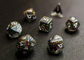 Dark Magic Polyhedral Dice Set - Clear with Dense Core of Black Rainbow Glitter