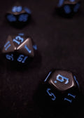 Chondrite Blue Polyhedral Dice Set - Opaque Black Dice with Blue Numbers