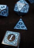Magic Burst Blue Polyhedral Dice Set - Black Dice with Blue Design
