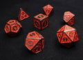 Magic Burst Red Polyhedral Dice Set - Black Dice with Red Design