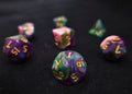 Night Elf Polyhedral Dice Set - Opaque Blue Green Pink Purple Swirl