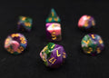 Night Elf Polyhedral Dice Set - Opaque Blue Green Pink Purple Swirl