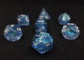 Glacial Ice Polyhedral Dice Set - Translucent Blue Grey with Iridescent Foil Core